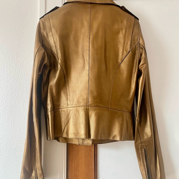 Massimo Dutti GOLD leather jacket / Small - Picture 2 of 6